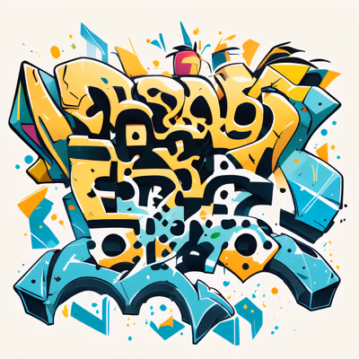 Yellow Teal Graffiti Lettering QR Code for Stickers — image 1