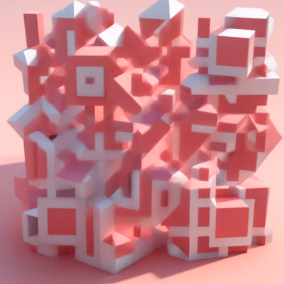 Розовые геометрические блоки: 3D QR-код для постеров — изображение 1