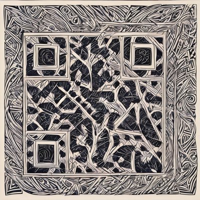 Zentangle Tree Woodcut QR Code Art