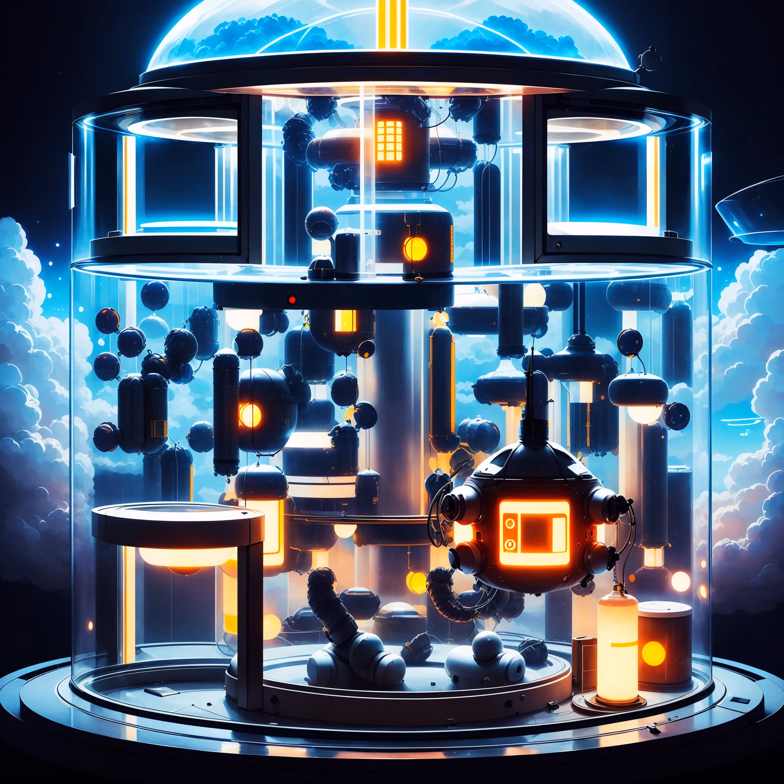 Retrofuturist Lab Capsule in Clouds QR Code for Posters — image 1