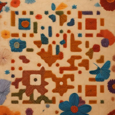 Floral Embroidered Tapestry QR Code Art — image 1