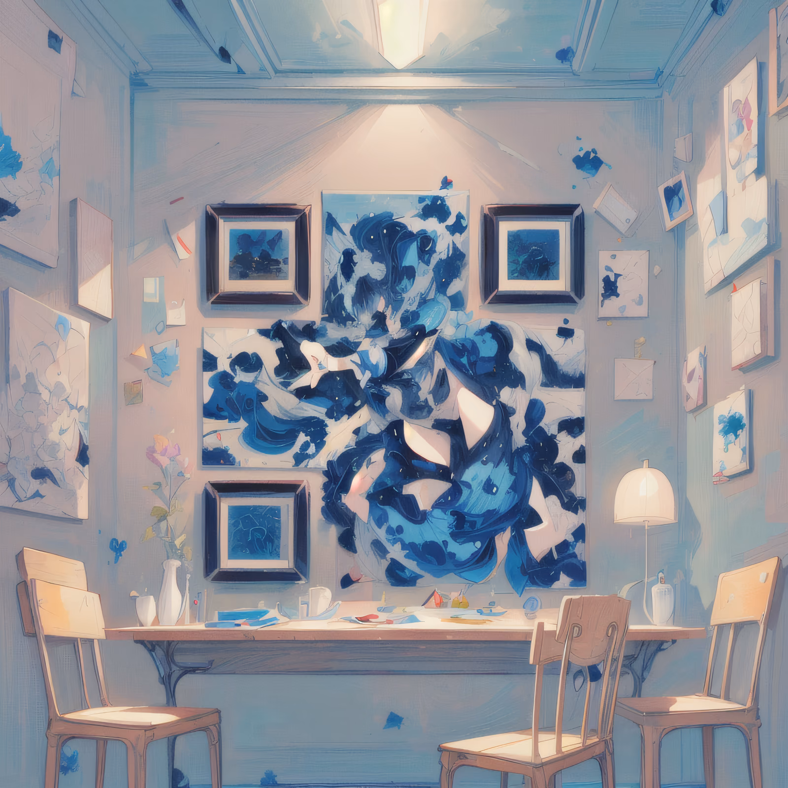 Pastel Gallery Interior Illustration QR Code Art — image 1