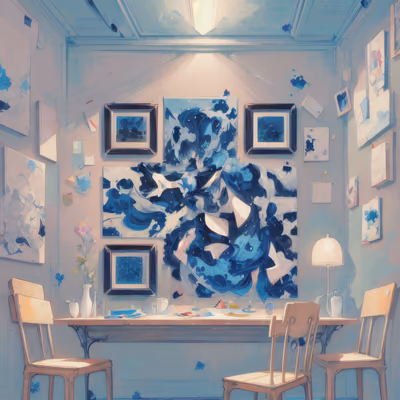 Pastel Gallery Interior Illustration QR Code Art — image 1