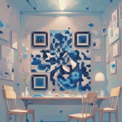 Pastel Gallery Interior Illustration QR Code Art