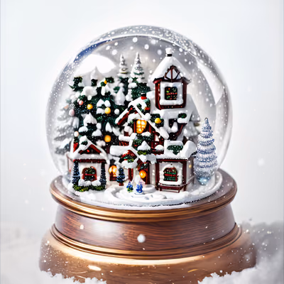 Snow Globe Winter Village QR Code for Greeting Cards — image 1