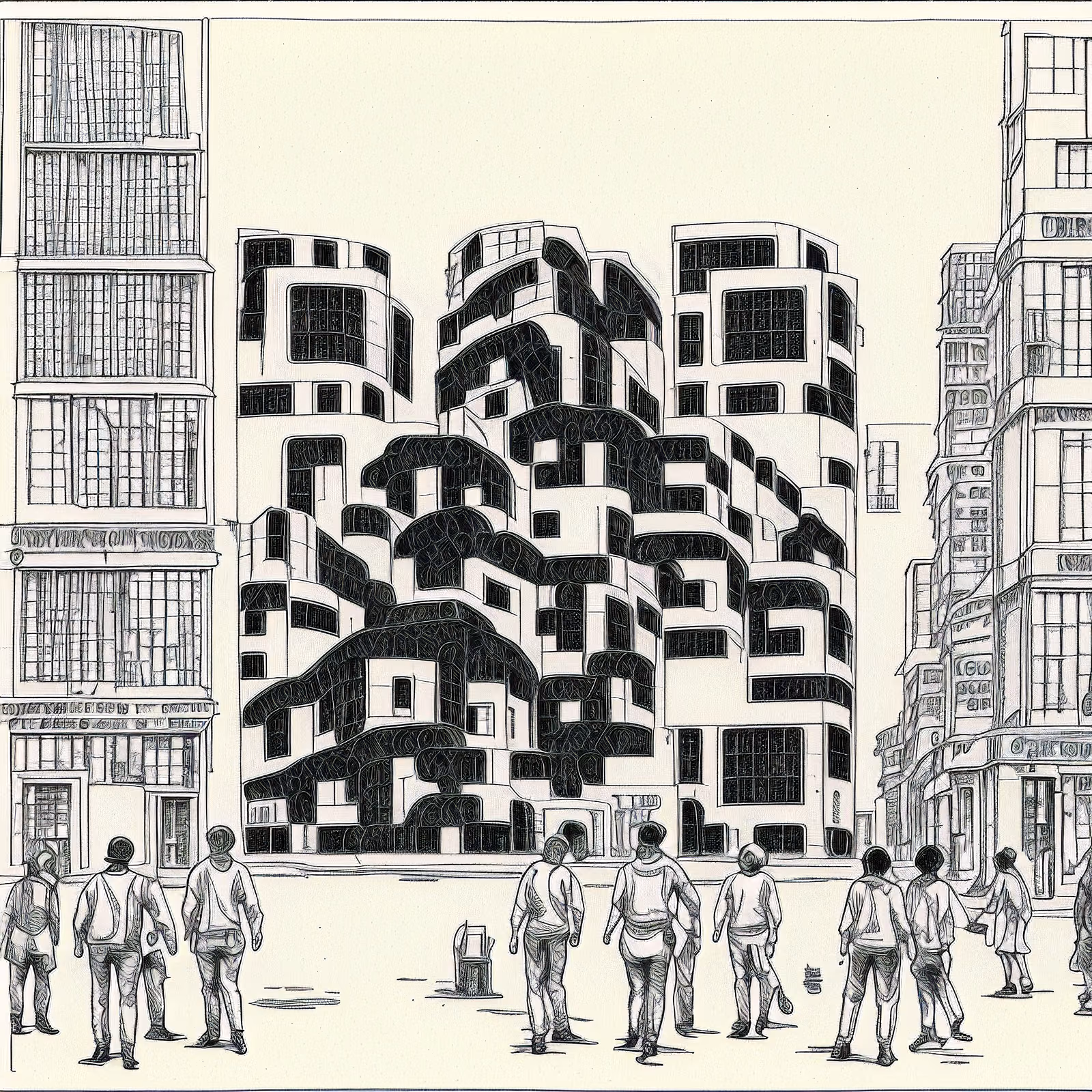 Comic Panel City Plaza Ink QR Code for Posters — image 1