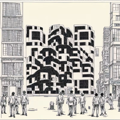 Comic Panel City Plaza Ink QR Code for Posters — image 1
