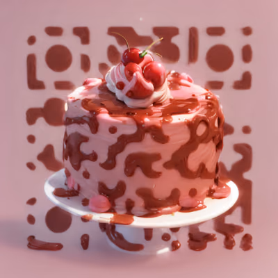 Chocolate Cherry Cake 3D Render QR Code for Packaging — image 1