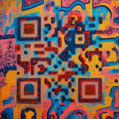 Colorful Tribal Pattern Street Mural QR Code for Posters — image 1