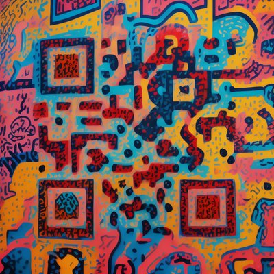 Colorful Tribal Pattern Street Mural QR Code for Posters
