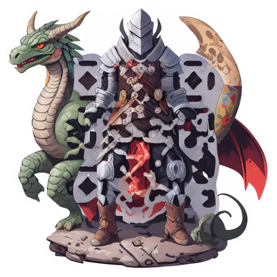 Knight and Dragon Vector QR Code for Stickers — image 1