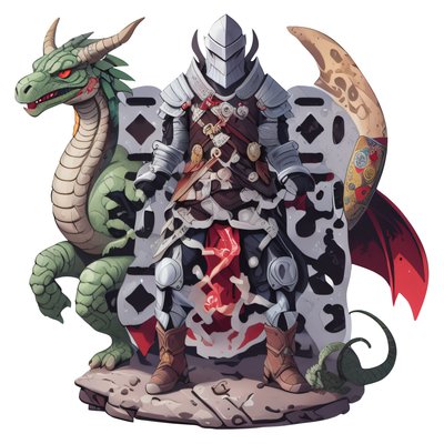 Knight and Dragon Vector QR Code for Stickers