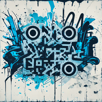 Cyan Graffiti Lettering QR Code for Stickers — image 1