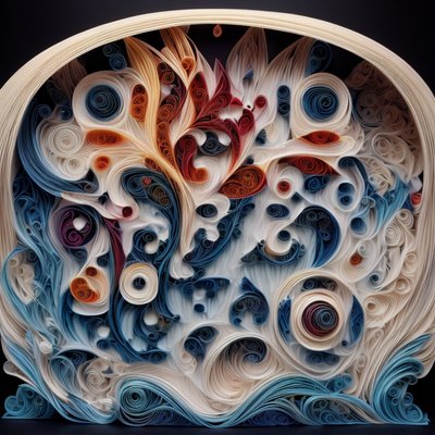 Coiled Paper Swirls Quilling Vines QR Code Art