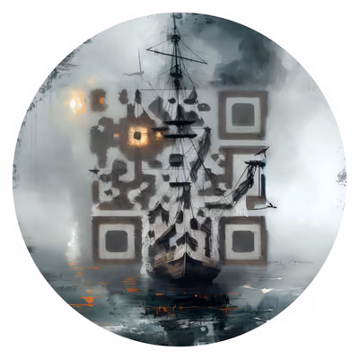 Корабль-призрак в тумане: QR-код для наклеек — изображение 1
