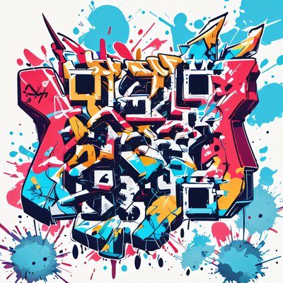 Graffiti Lettering Street Art QR Code for Stickers