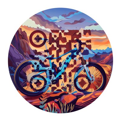 Mountain Bike Canyon Sunset QR Code for Stickers