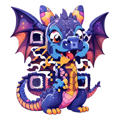 Friendly Cartoon Dragon Vector QR Code for Stickers — image 1