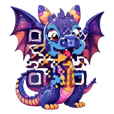 Friendly Cartoon Dragon Vector QR Code for Stickers