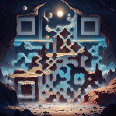 Lunar Cliff Landscape Digital Painting QR Code for Posters — image 1