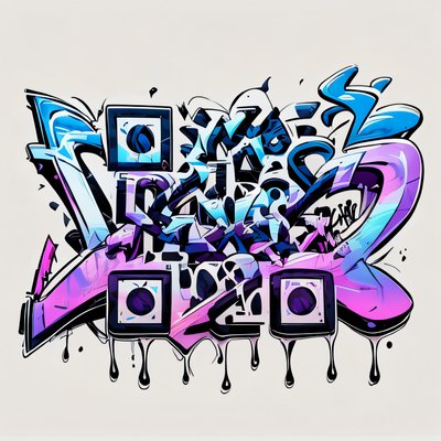 Wildstyle Graffiti Lettering QR Code for Stickers