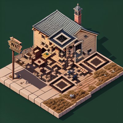Wild West Saloon Isometric QR Code for Posters