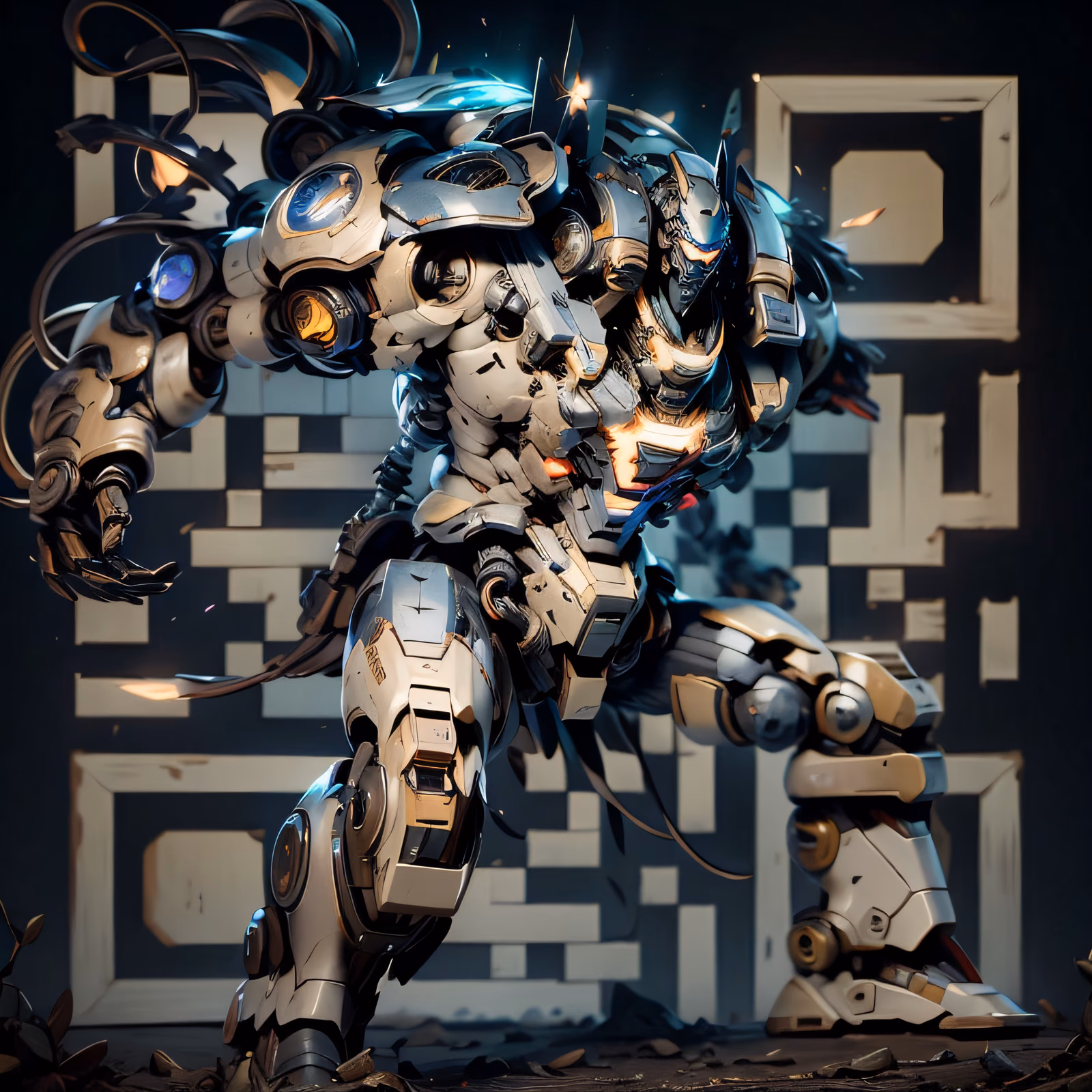 Armored Mecha 3D Render Robot QR Code for Posters — image 1