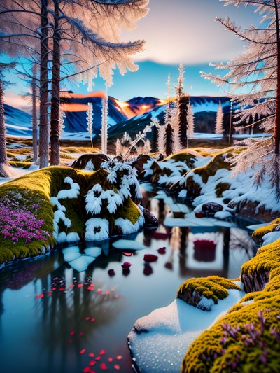 Arctic Tundra Moss Pool Photography QR Code Art