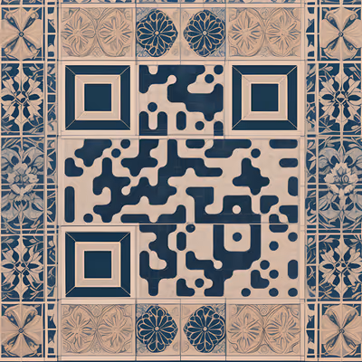 Синий цветочный узор из плитки: QR-код — изображение 1