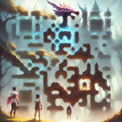 Лес с драконом: концепт-арт для игры, QR-код для постеров