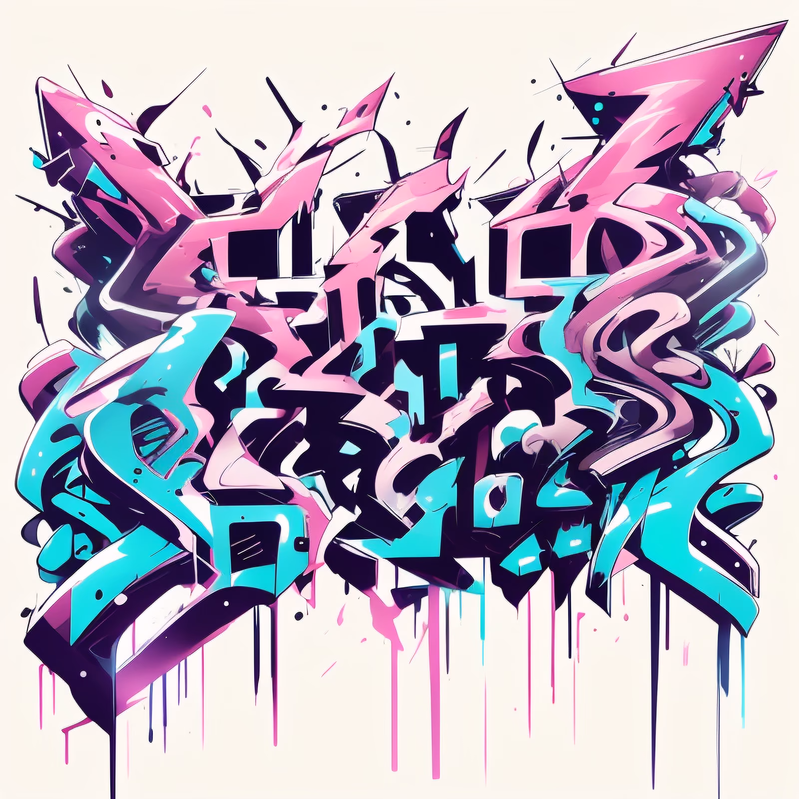 Pink Cyan Wildstyle Graffiti QR Code for Apparel — image 1