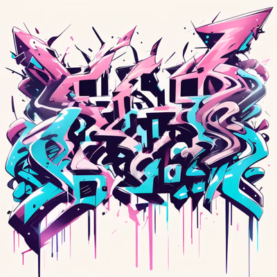 Pink Cyan Wildstyle Graffiti QR Code for Apparel — image 1