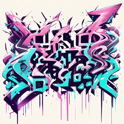 Pink Cyan Wildstyle Graffiti QR Code for Apparel
