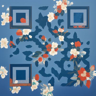 White Floral Silkscreen QR Code Art