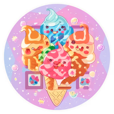 Kawaii Ice Cream Cones Cartoon QR Code for Stickers — image 1