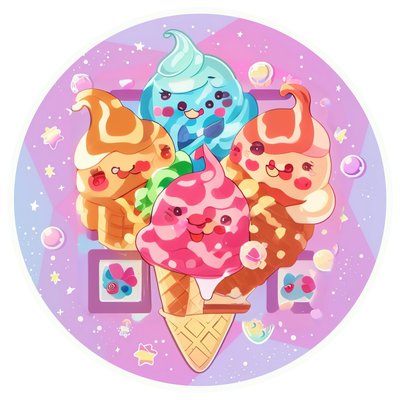 Kawaii Ice Cream Cones Cartoon QR Code for Stickers