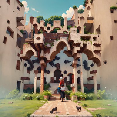 Surreal Arched Architecture Digital Painting QR Code Art