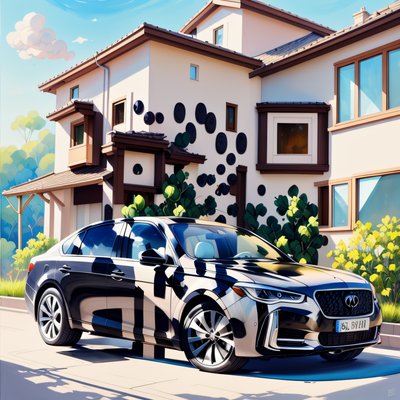Black Sedan Modern House Gouache QR Code for Posters