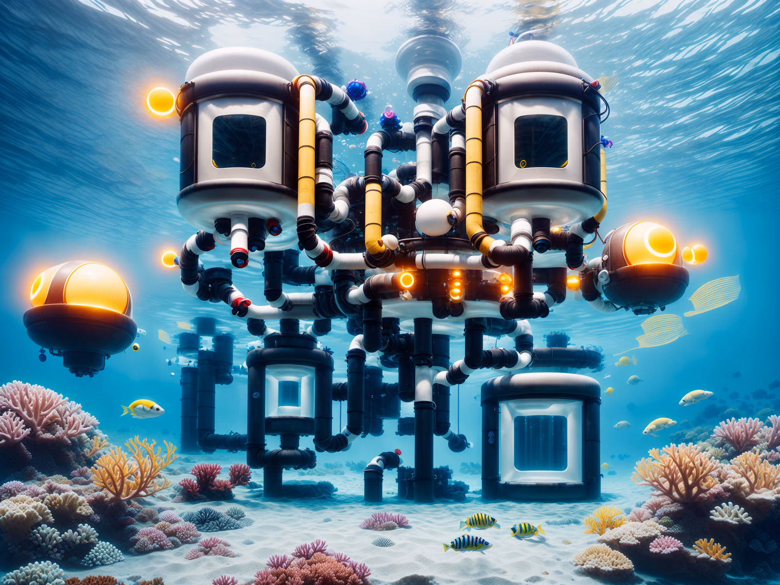 Underwater Fuel Station Sci-Fi QR Code for Posters — image 1