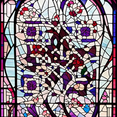 Cherry Blossom Stained Glass QR Code Art