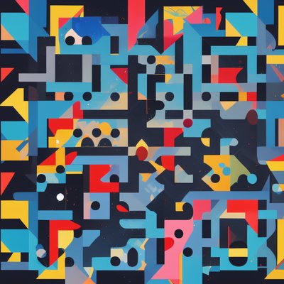 Colorful Geometric Jigsaw Abstract QR Code for Posters