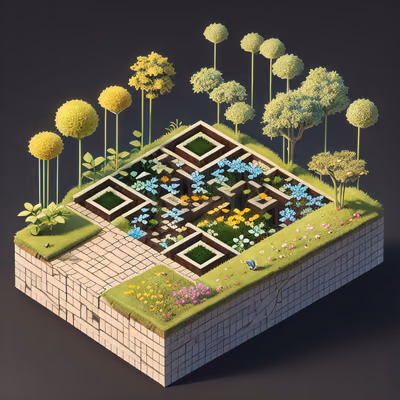 Isometric Secret Garden 3D QR Code Art — image 1