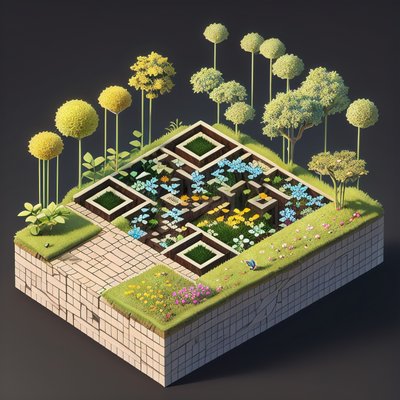 Isometric Secret Garden 3D QR Code Art