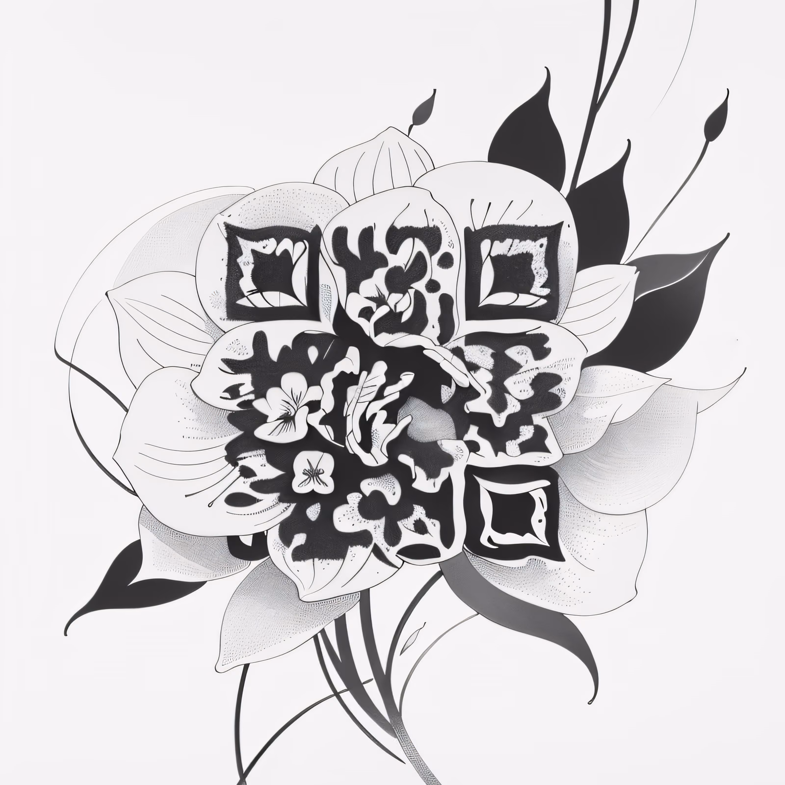 Orchid Ink Tattoo Style QR Code for Temporary Tattoos — image 1