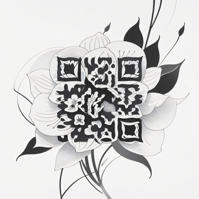 Orchid Ink Tattoo Style QR Code for Temporary Tattoos