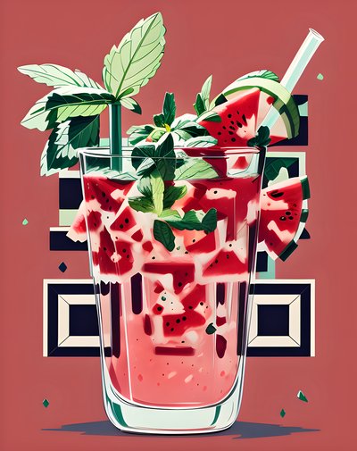 Watermelon Mint Cooler Vector QR Code for Restaurant Menus