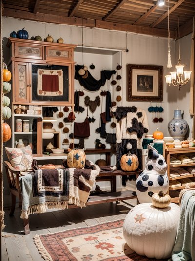 Bohemian Antique Shop Photorealistic QR Code for Storefront Displays