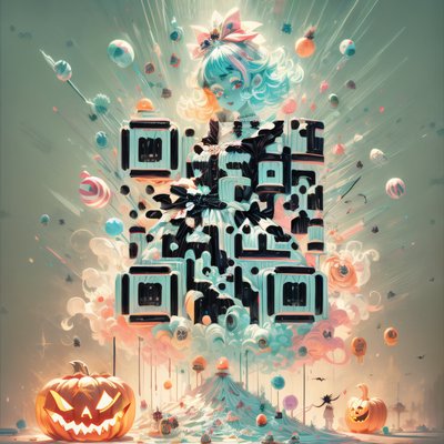 Halloween Candy Girl Anime QR Code for Posters