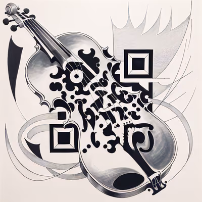 Vintage Violin Ink Tattoo QR Code for Temporary Tattoos — image 1