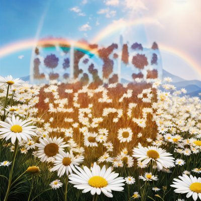 Daisy Meadow Rainbow Photorealistic QR Code Art